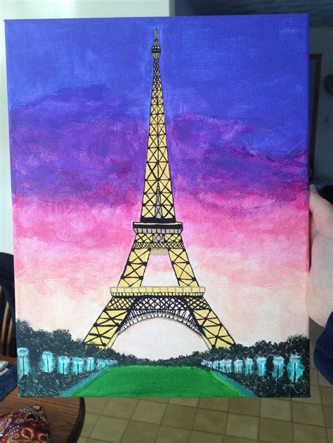 Canvas Painting Of Eiffel Tower I Painted For My Roommate Simple