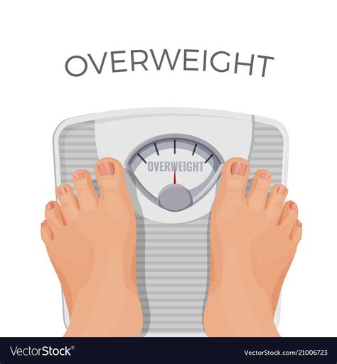 Overweight Human With Fat Feet On Scales Isolated Vector Image