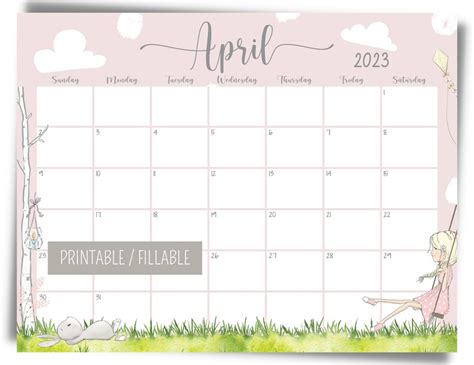 April Calendar April 2023 Calendar Editable April 2023 Etsy