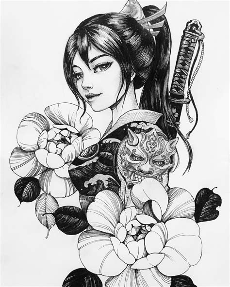 Chronic Ink Tattoo Cindy Asian Style Tattoo Warrior Geisha Flowers