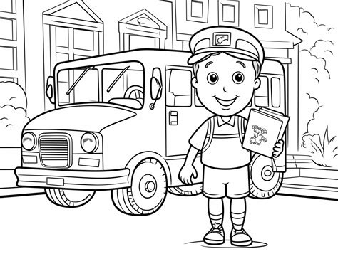 Mail Carrier Coloring Page Coloring Page