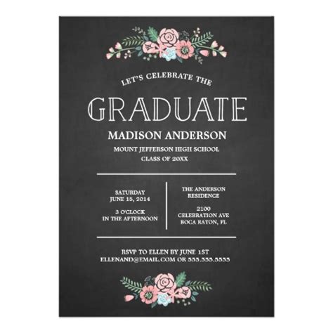 You can count on invitation cards online or you can also create your own from scratch, getting inspiration from these templates. Sweet Floral | Graduation Invitation Card