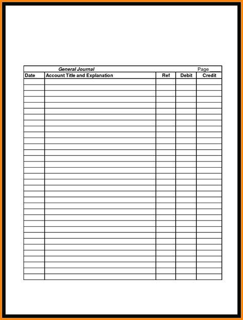 General Journal Template Excel ~ Addictionary