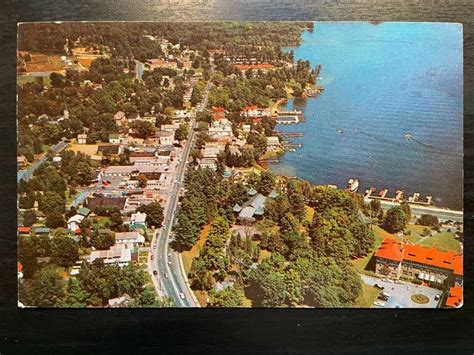 Vintage Postcard 1960 1970 Lake George Village Aerial View New York