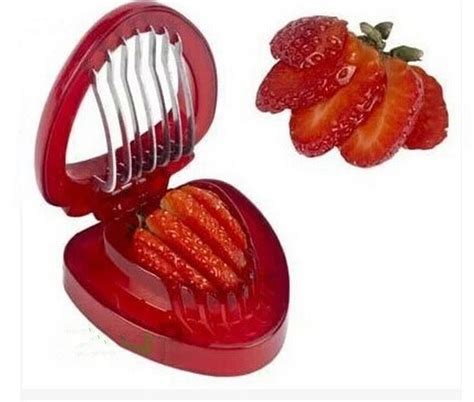 1pc Hot Red Strawberry Slicer Plastic Fruit Carving Tools Salad Cutter