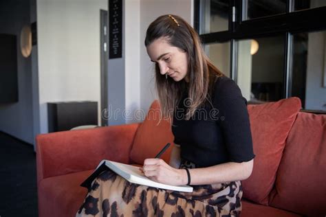 Secretary Takes Notes For Business Appointments On Her Agenda Millennial Woman Concentrated On