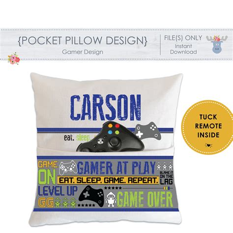 Pocket Pillow Design Personalized Gamer Pillow Video Etsy