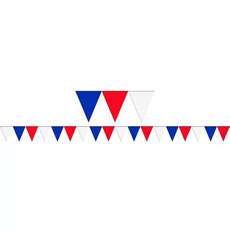 Patriotic Red White And Blue Pennant Banner 120ft X 18in Party City