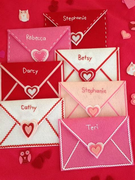 Set Of 2 Personalized Large Felt Valentine Envelopes For Kids Etsy