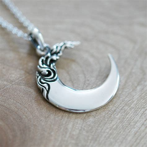 Silver Moon Necklace Sterling Silver Crescent Moon Pendant Etsy Uk