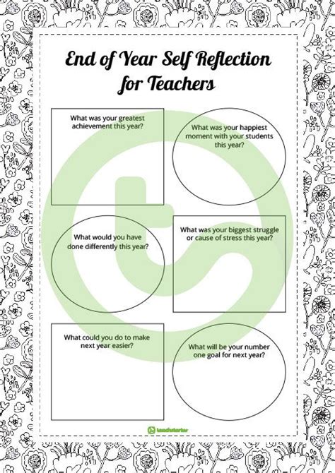 End Of Year Mindful Self Reflection For Teachers Teaching Resource