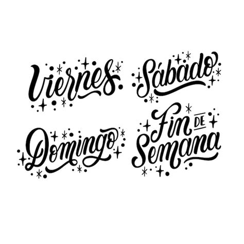 Premium Vector Monochrome Lettering Day Of The Week Stickers