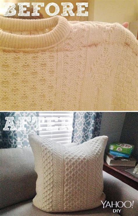 Turn An Old Sweater Into A Plush Pillow For 7 Thrift Store Crafts