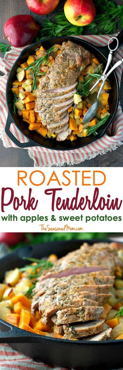 Transfer the pork to a cutting board and tent loosely with foil. Roasted Pork Tenderloin with Apples - The Seasoned Mom