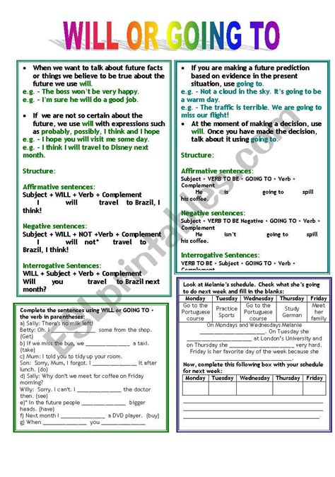 Future Will X Going To Explanation And Exercises Esl Worksheet By Perus