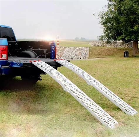 Atv Aluminum Folded Loading Ramp 1500lbs With Safety Ratchet Strap For