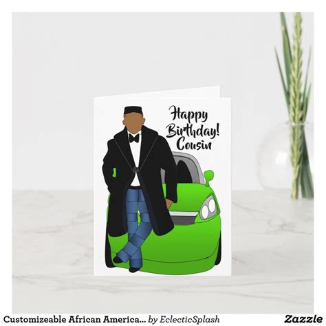Customizeable African American Male Birthday Card In 2022
