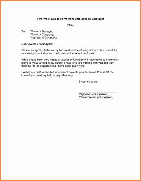 Sample Of Two Weeks Notice Letter Inspirational 9 Sample 2 Weeks Notice to Employer in 2020 