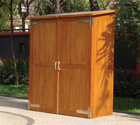 Glittering Large Outdoor Storage Cabinet With Polyurethane Wood Finish