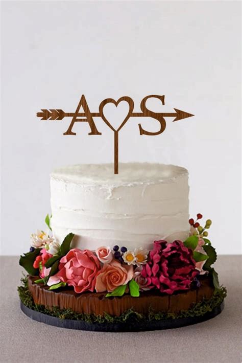 Arrow Cake Topper With Initials Wedding Arrow Cake Topper Personalized
