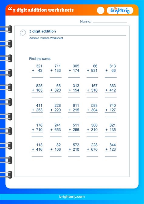 Free Printable 3 Digit Addition Worksheets Pdfs Brighterly
