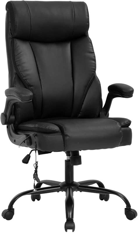 massage office chair ergonomic desk chair pu leather computer chair with lumbar support flip up