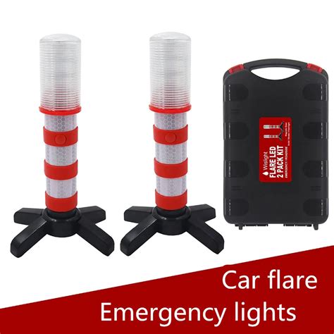 Led Emergency Road Flares Red Roadside Beacon Safety Strobe Light