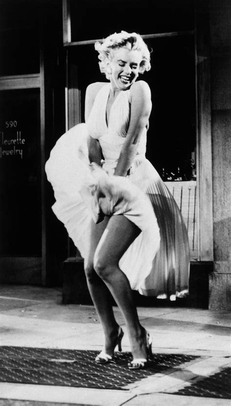marilyn monroe posing during the famous subway grate scene from the seven year itch 1954