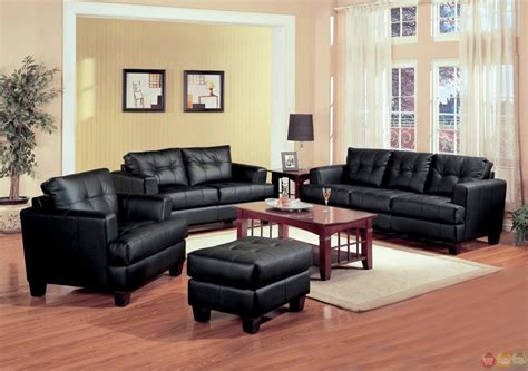 Samuel Black Bonded Leather Living Room Sofa And Loveseat Setliving
