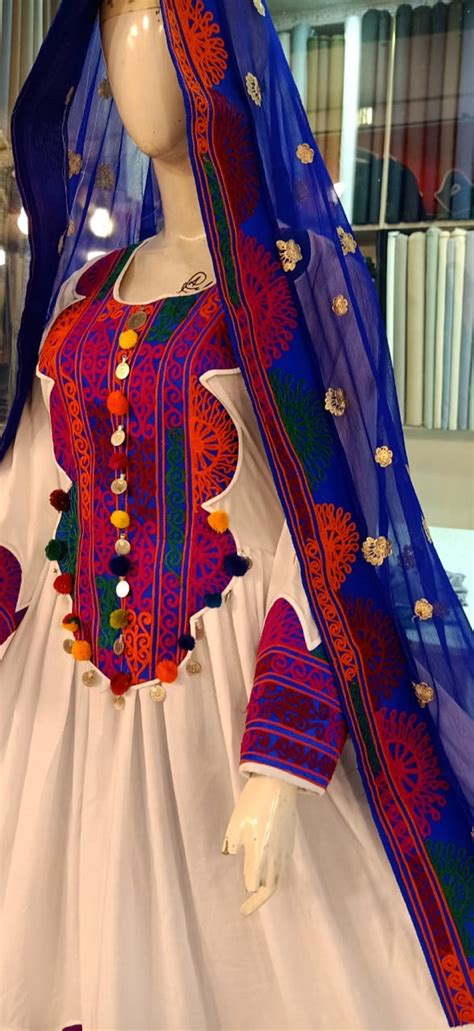 Afghan Kuchi Tribe Multi Color White Dress With Sindhi Etsy