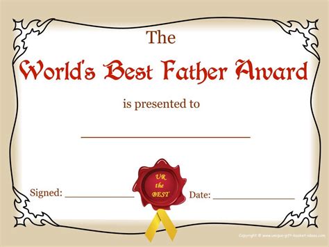 Dad Certificate Free Printable Best Father Award Certificate