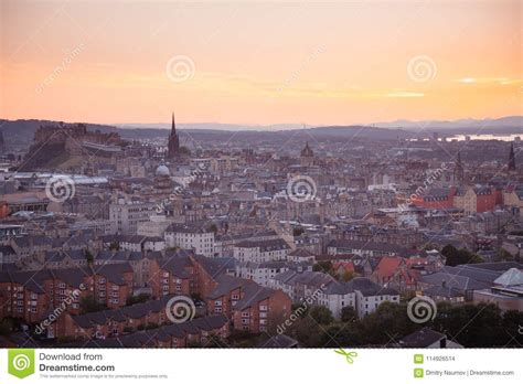 Edinburgh Cityscape At Dusk Scotland Uk Stock Photo Image Of