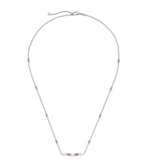 Gucci White Gold And Rubellite Link To Love Necklace Harrods Uk