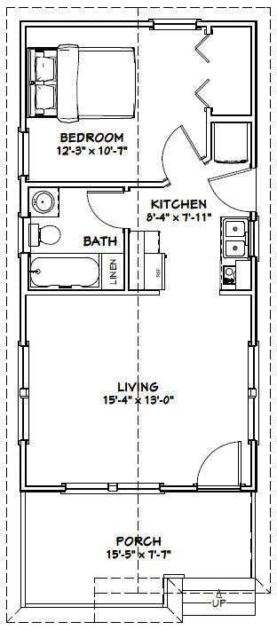 16x32 1 Bedroom Tiny House 511 Sq Ft Pdf Plan Louisville Kentucky