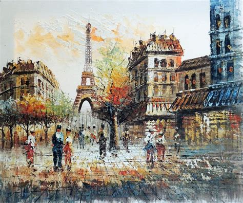 Paris Street Scene Painting Oil Painting On Canvas Signed Etsy