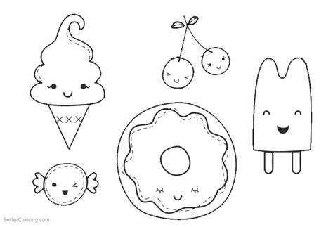 Pizza coloring pages getcoloringpages com. Cute Food Coloring Pages Line Drawing - Free Printable ...