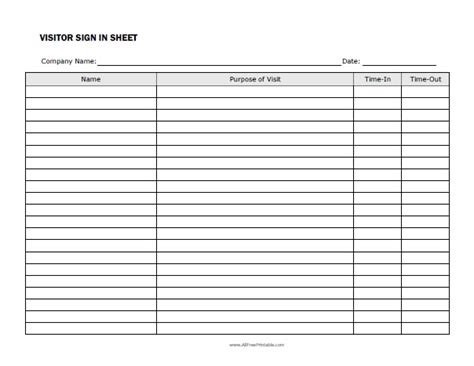 Patient Free Printable Sign In Sheet Template Check Out Five