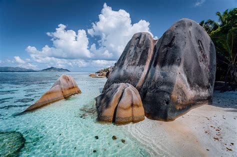Tropical Lagoon With Granite Boulders In The Turquoise