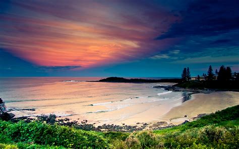 Sea Ocean Evening Beach Sand Sky Clouds Wallpaper Coolwallpapers Me