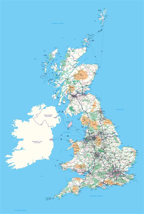 Custom Printed Ordnance Survey Great Britain Map Wallpaper