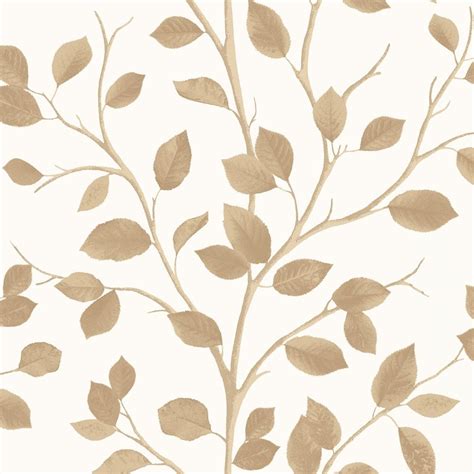 Fine Decor Woodland Leaf Wallpaper Cream Bronze Fd40671