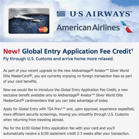 While american airlines and us airways struck notes of love and harmony on thursday, their merger could set up a battle between two major banks over who can offer credit cards to customers of the world's largest airline. US Airways Barclaycard 50,000 Bonus, Loses Foreign Transaction Fees, Adds Global Entry