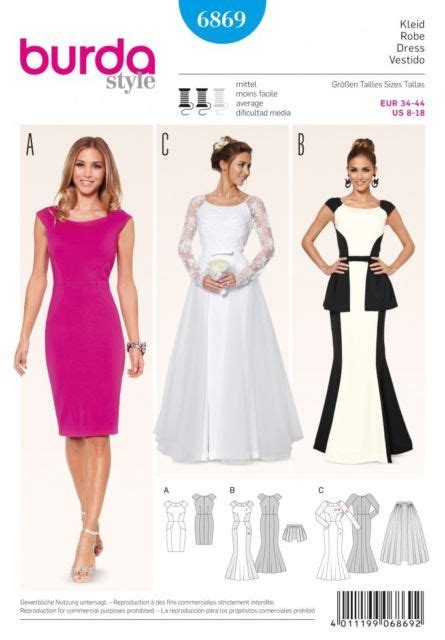 See more ideas about sewing patterns, sewing dresses, dress sewing pattern. Burda Ladies Sewing Pattern 6869 Wedding Dress & Evening ...