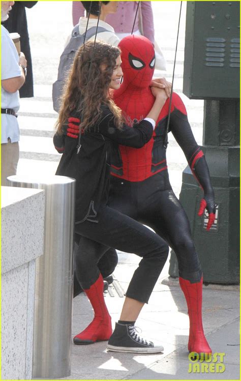 Tom Holland Dons Spider Man Far From Home Costume While Filming With