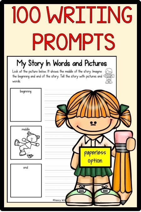 100 Writing Prompts For Elementary Paperless Option Includes Task