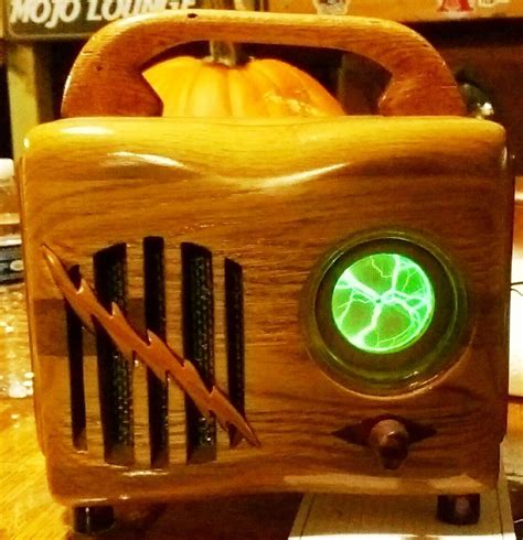 Custom Made Oak Vintage Radio Cabinet With Blue Tooth Radio Vintage