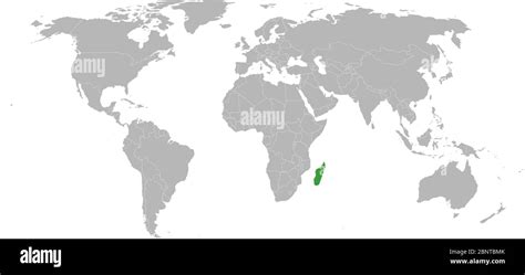 Madagascar Evidenziato Verde Sulla Mappa Del Mondo Paese Asiatico