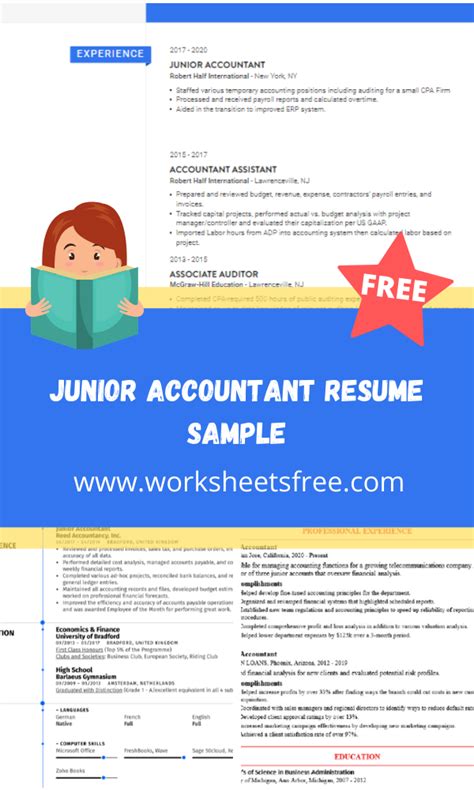 Junior Accountant Resume Sample Worksheets Free