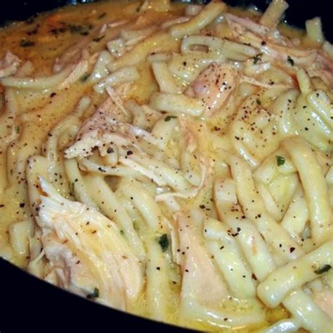 Add the chicken broth and season with salt and pepper. ~ Comforting Chicken & Noodles ~ Crock Pot | Crockpot ...