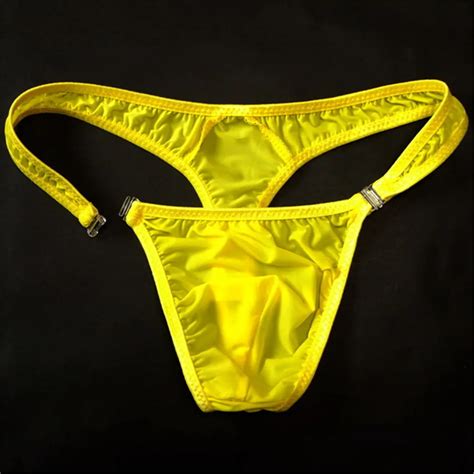 Buy Hot Sexy Thongs For Men Low Waist Ice Silk Men Solvable Buckle Briefs Gauze